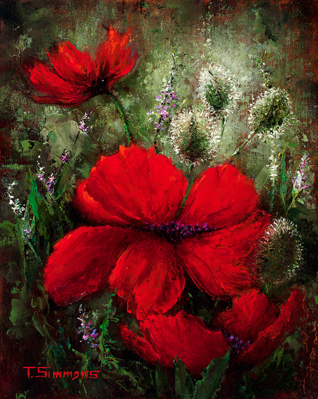 All About Poppies © by Tamara Simmons, 10x8 oil painting All About Poppies