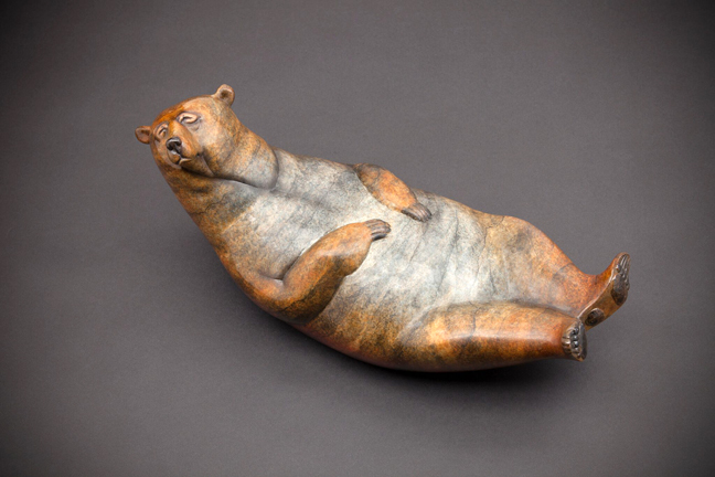 Beach Bum © by Joshua Tobey, Bronze sculpture - 6" H x 5.5" W x x 13.5" L Beach Bum - Bronze sculpture