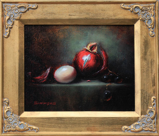 Red Onion and the Egg © by Tamara Simmons, oil painting Red Onion and the Egg - oil painting
