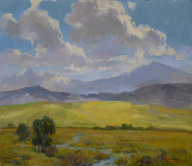 Off The Mountains © by Russ Tanner, 18 x 24 oil on linen Off the Mountains