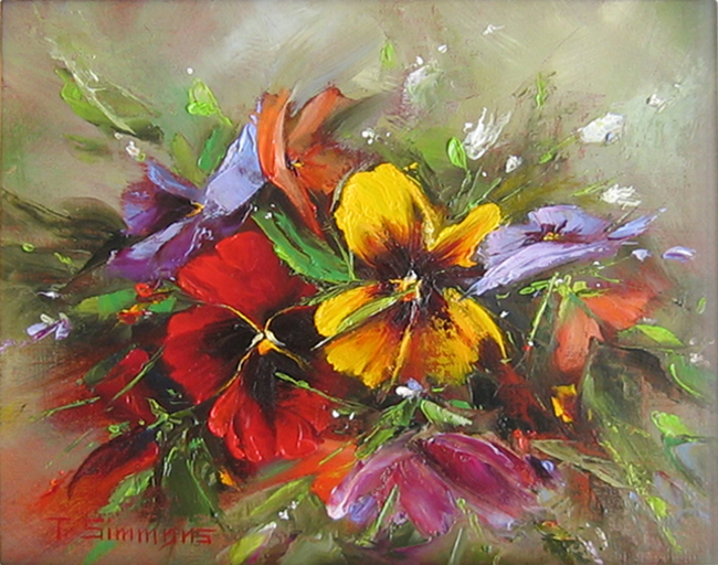 Pansies in the Rough © by Tamara Simmons, oil on linen Pansies in the Rough - oil on linen